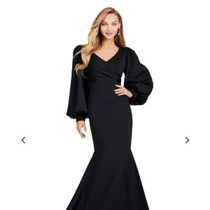 Ashley Lauren Style 11345 Elegant Black Evening Gown Size 14